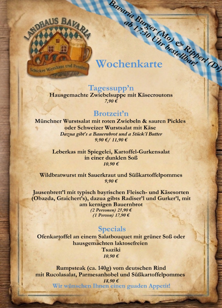 Aktuelle Wochenkarte und Mittagstisch-Angebote